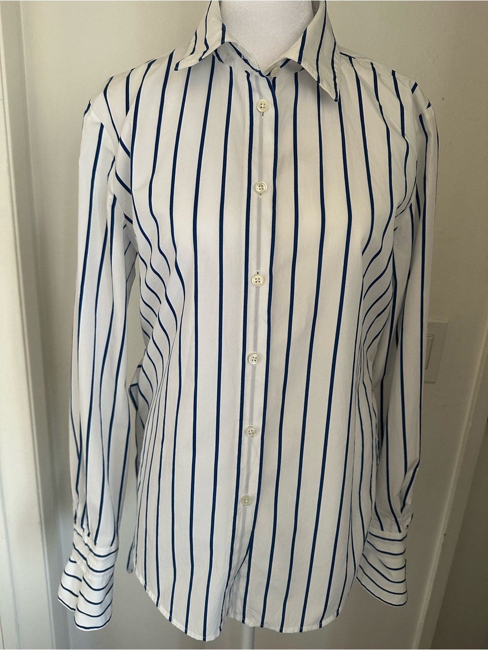 Derek Lam Denim 100% Cotton Striped Button Down w/ Double Cuff & Back Tie Size S